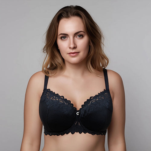 Wholesale Black Plus-Size Lace Bralette by ORIETTA AVEC – B2B supplier, MOQ 300 pieces
