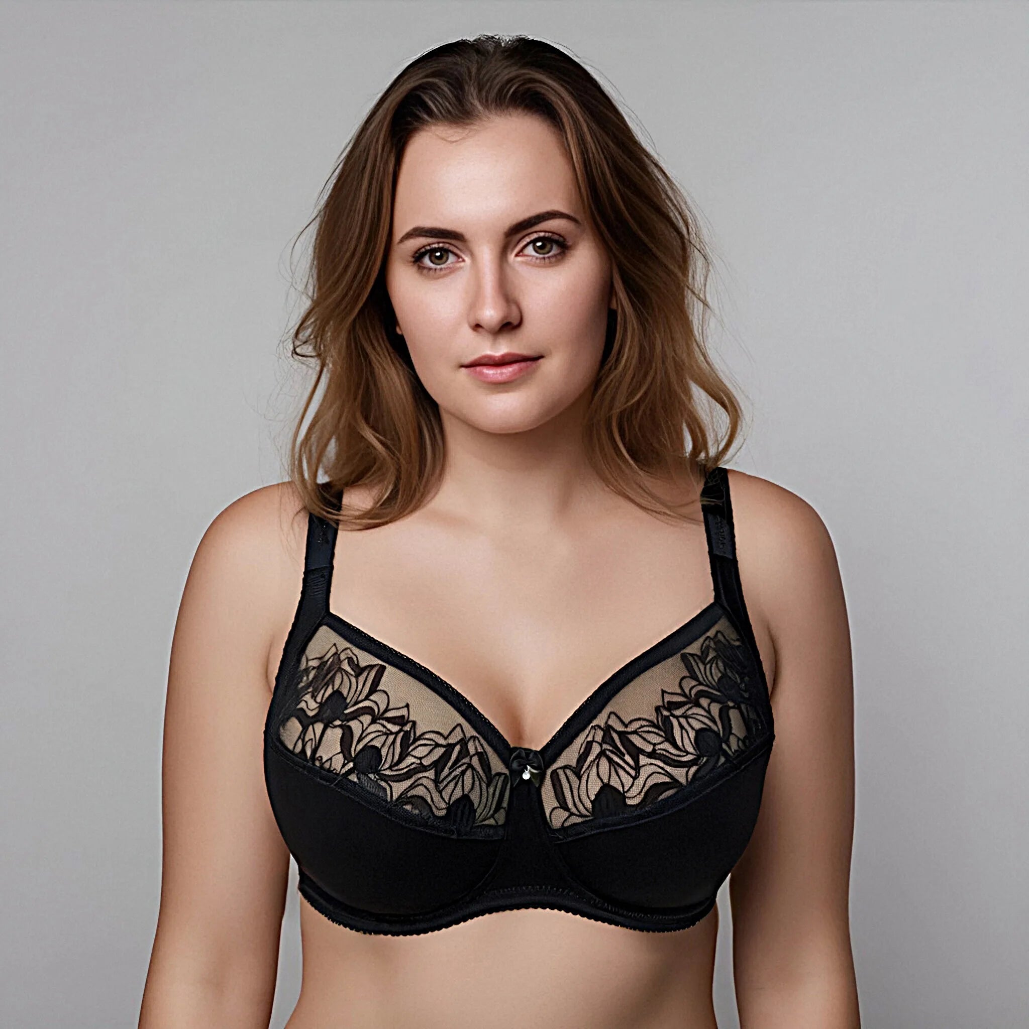Wholesale Noir Black Plus-Size Lace Bralette by ORIETTA AVEC – B2B supplier, MOQ 300 pieces